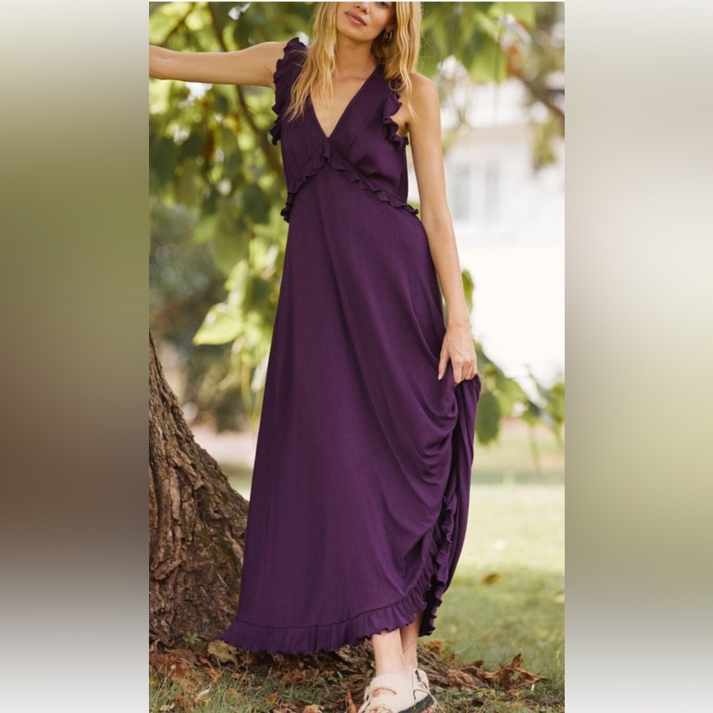 Anthropologie Deep V Empire‎ Waist Maxi Small NWT